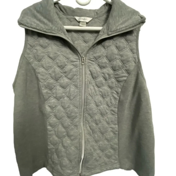 CJ Banks Vest Quilted Vest Gray‎ Plus Size X - Picture 1 of 6